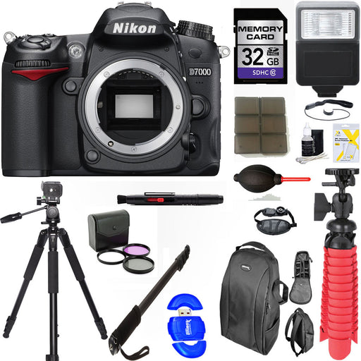 Nikon D7000/D7500 SLR Digital Camera (Body Only) with 32GB Accessory Bundle