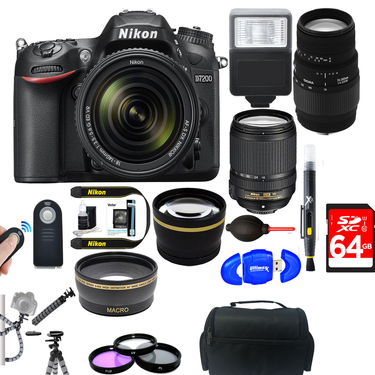 Nikon D7200/D7500 Digital SLR Camera with 18-140mm VR & 70-300mm f