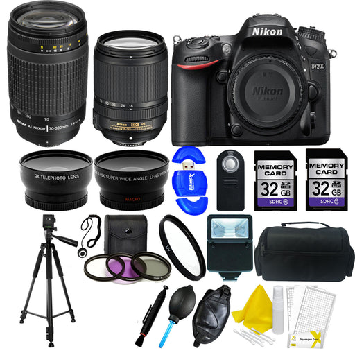 Nikon D7200/D7500 Digital SLR Camera -4 Lens Kit: Nikon 18-140mm VR | 70-300mm |64GB Kit