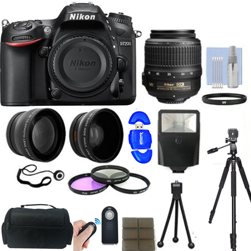 Nikon D7200/D7500 DX-Format 24.2MP Digital HD-SLR with 18-55mm VR Lens &amp; Additional Accessories