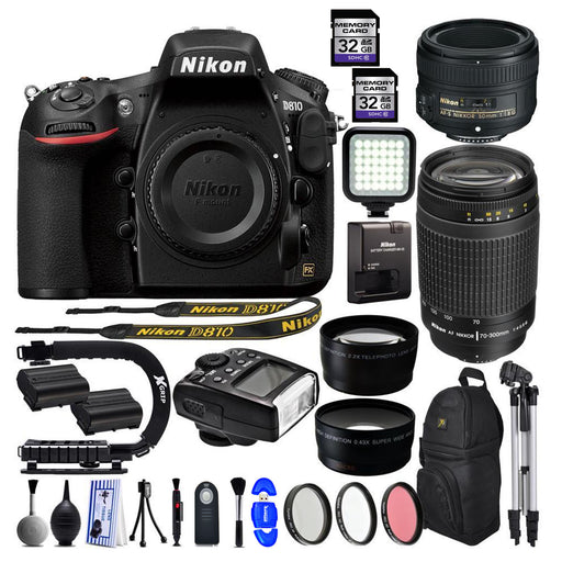 Nikon D810 DSLR Camera with 50mm 1.8G &amp; AF 70-300mm Lenses Supreme Bundle