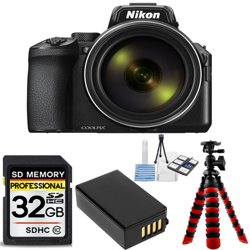 Nikon COOLPIX P950 Digital Camera with 32GB Memory Card | Spare Battery | Spider Tripod &amp; Cleaning Kit