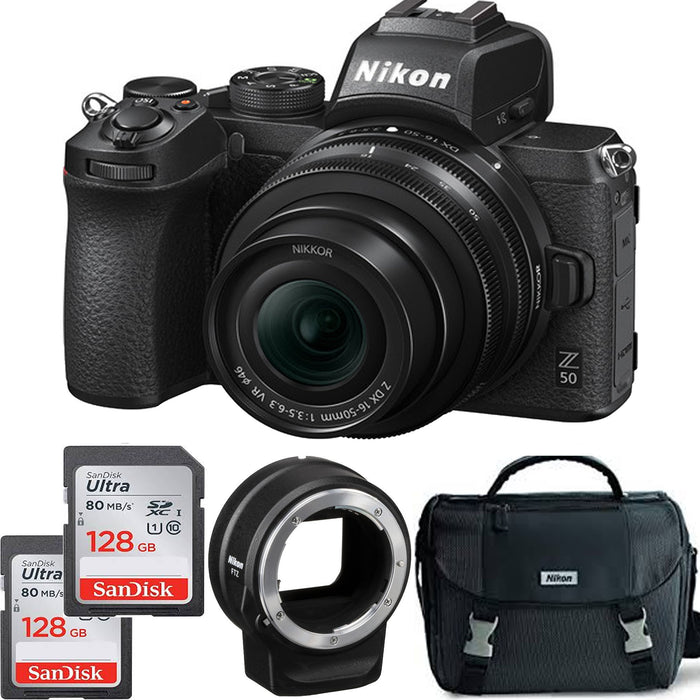 Nikon Z50 Mirrorless Digital Camera with 16-50mm |FTZ Mount Adapter Starter Bundle