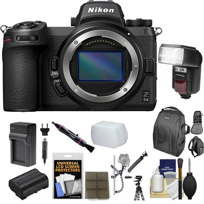 Nikon Z 6II Mirrorless Digital Camera (Body Only) with Backpack | Flash | Battery Charger Starter Package