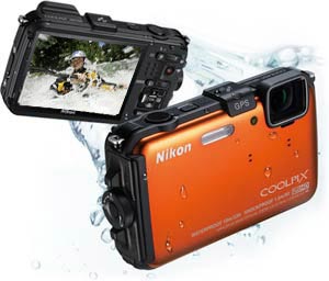 Nikon COOLPIX AW100 16 MP CMOS Waterproof Digital Camera with GPS and Full HD 1080p Video (Orange)