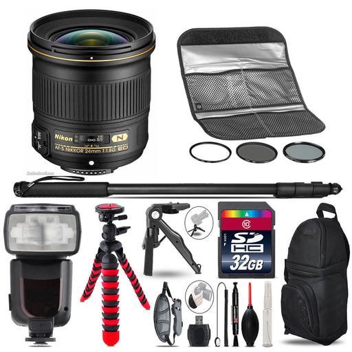 Nikon AF-S NIKKOR 24mm f/1.8G ED Lens Professional Kit
