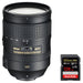 Nikon AF-S NIKKOR 28-300mm f/3.5-5.6G ED VR Lens Sandisk 128GB Memory Card