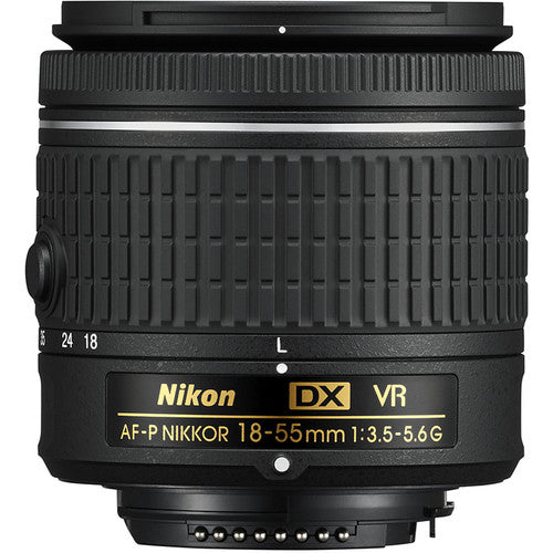 Nikon AF-P DX NIKKOR 18-55mm f/3.5-5.6G VR len W/ Remote & Cleaning Kit