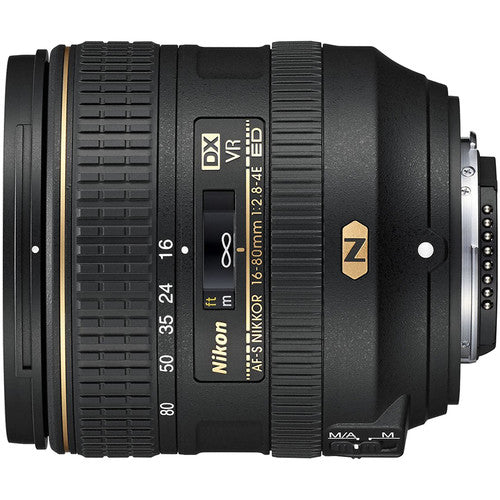 Nikon AF-S DX NIKKOR 16-80mm f/2.8-4E ED VR Lens with 3 Filters | Flash | Diffuser | Softbox Bundle