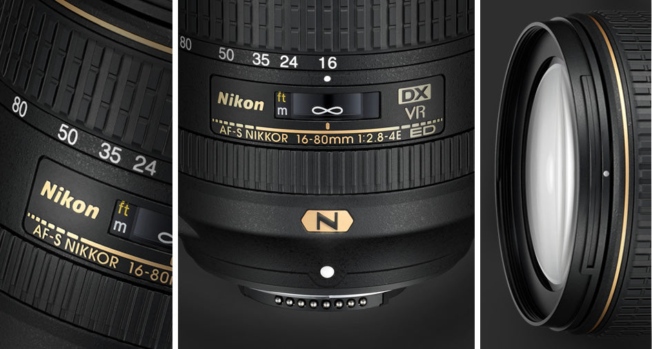Nikon AF-S DX NIKKOR 16-80mm f/2.8-4E ED VR Lens with 3 UV/CPL/ND8