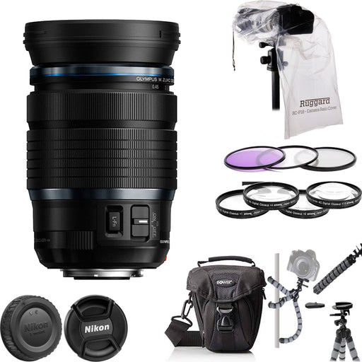 Olympus M.Zuiko Digital ED 12-100mm f/4 IS PRO Lens with Rain Protection | Filter Kits | Case &amp; Spider Tripod Bundle