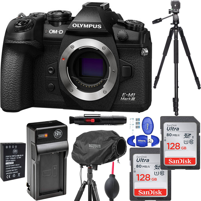 Olympus OM-D E-M1 Mark III Mirrorless Digital Camera (Body Only) with Additional Accessories