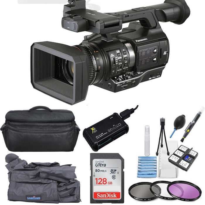 Panasonic AJ-PX270 microP2 Handheld AVC-ULTRA HD Camcorder with Rain Protection| Case | Sandisk 128GB Memory Card | More