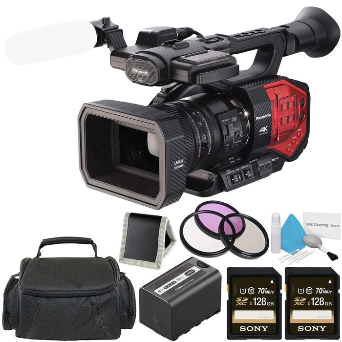 Panasonic AG-DVX200 4K Handheld Camcorder Bundle with 2X 128GB Memory Cards | Carrying Case | More