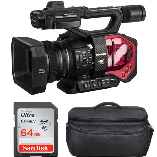 Panasonic AG-DVX200 4K Professional Camcorder with Sandisk 64GB Memory Card &amp; Large Camcorder Carrying Case