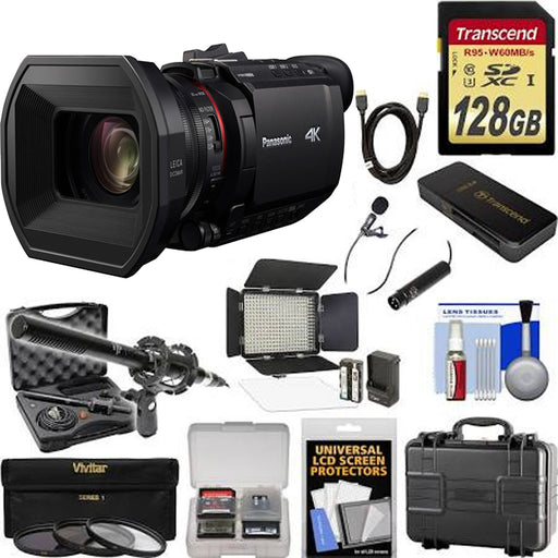 Panasonic HC-X1500 UHD 4K HDMI Pro Camcorder with 24x Zoom with 128GB Card | LED Light |Microphones | Hard Case | 3 Filters Kit