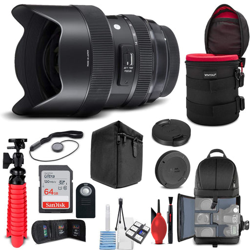 Sigma 14-24mm f/2.8 DG HSM Art Lens for Canon EF with Sandisk 64GB Memory Card Essential Package