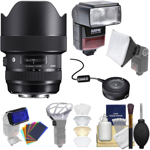 Sigma 14-24mm f/2.8 DG HSM Art Lens for Canon EF with UBS Dock + Flash + Filters + Cleaning Kit Bundle