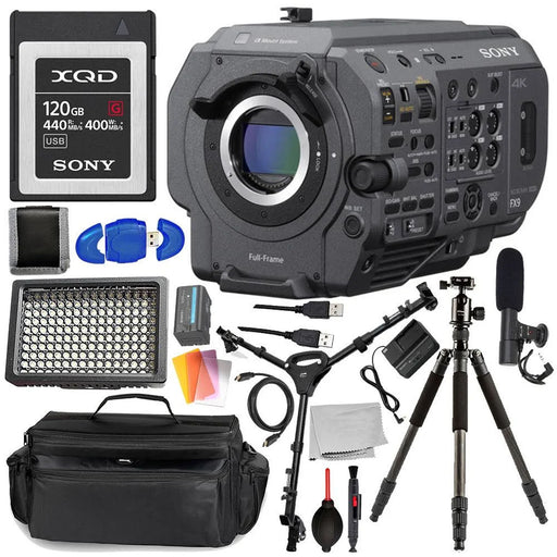Sony PXW-FX9 XDCAM 6K Full-Frame Camera System (Body Only) with Sony 120GB G Series XQD | Tripod Dolly | Tripod | LED Light &amp; More