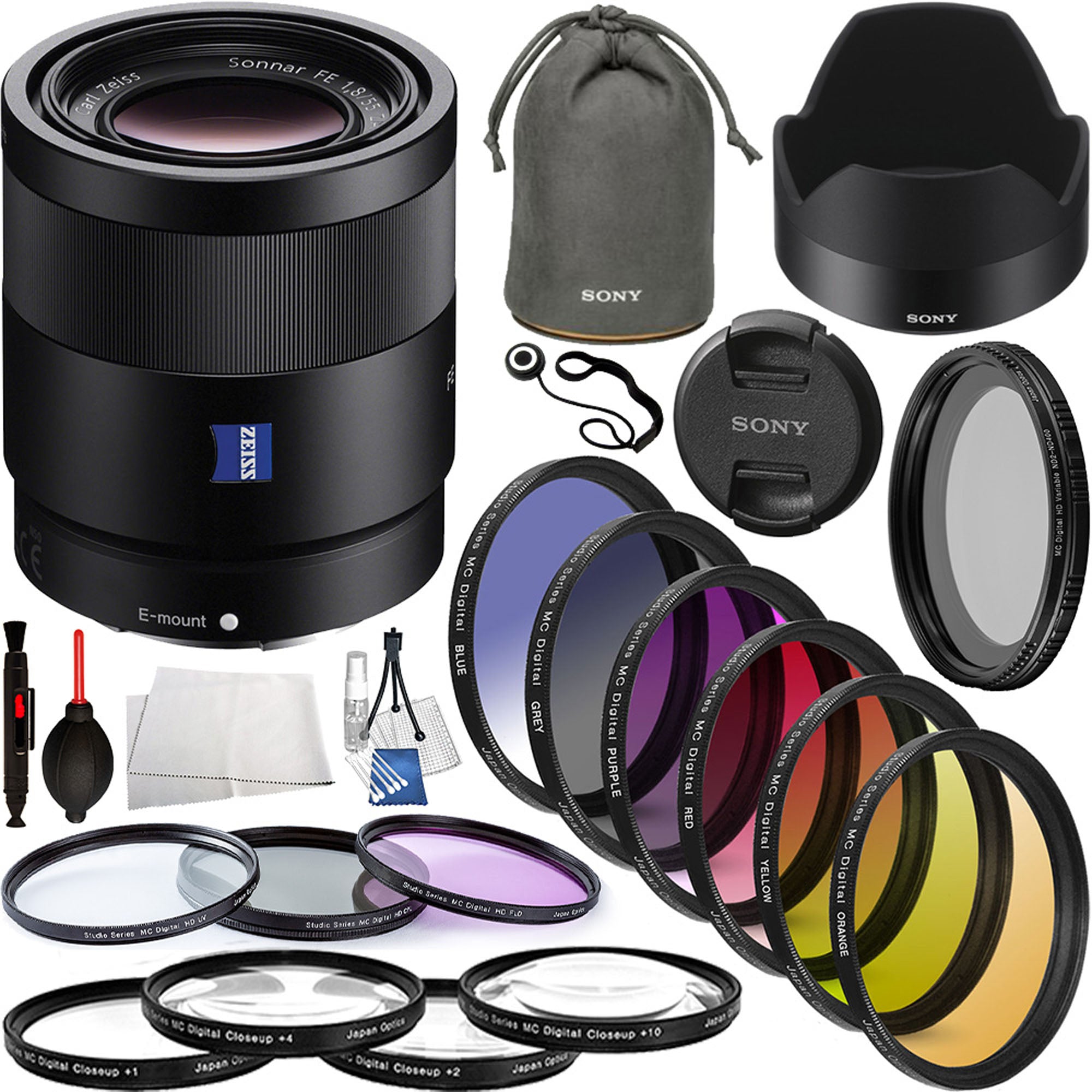 Sony Sonnar T* FE 55mm f/1.8 ZA Lens with Professional Bundle