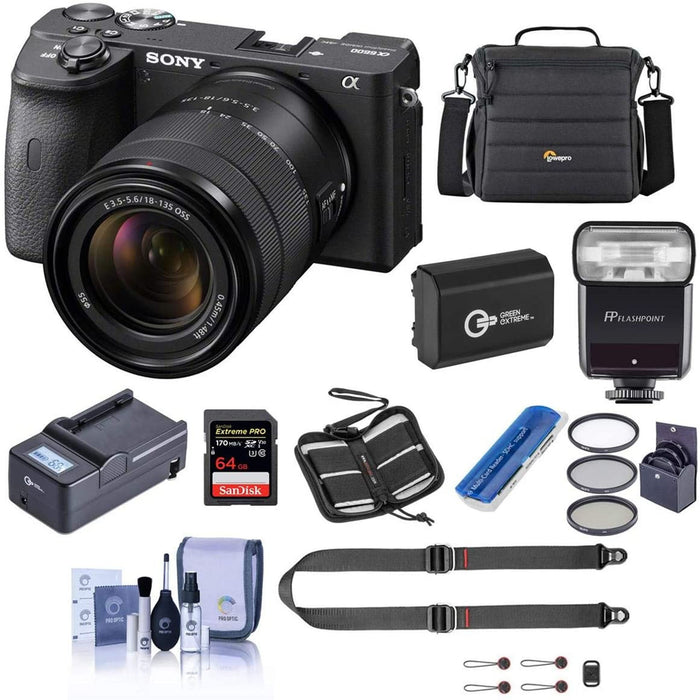 Sony Alpha a6600 Mirrorless Camera with 18-135mm Lens with Starter Essential Bundle