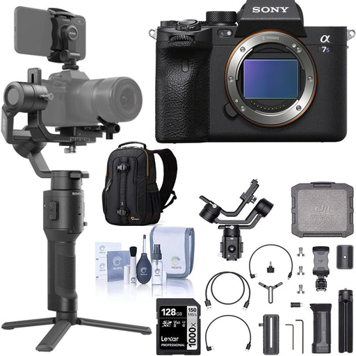 Sony Alpha a7S III Mirrorless Camera with Filmmaker's Kit w/ DJI Ronin-SC 3-Axis Handheld Gimbal Stabilizer Bundle + Backpack + 64GB Bundle