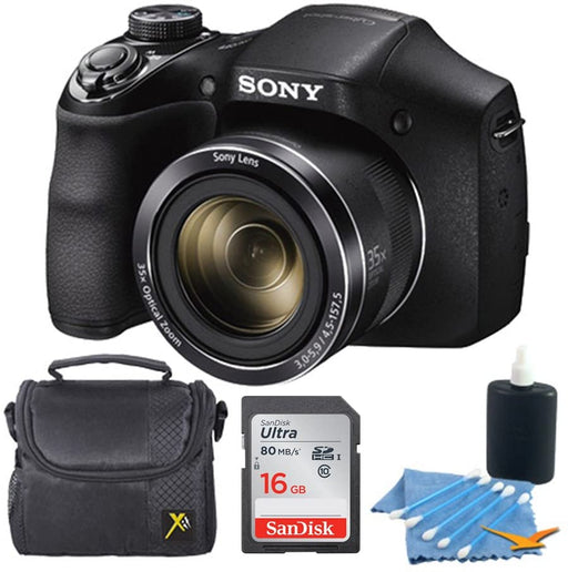 SONY Cyber-shot H300 DSC-H300/B Black 20.1 MP Digital Camera Essential Kit