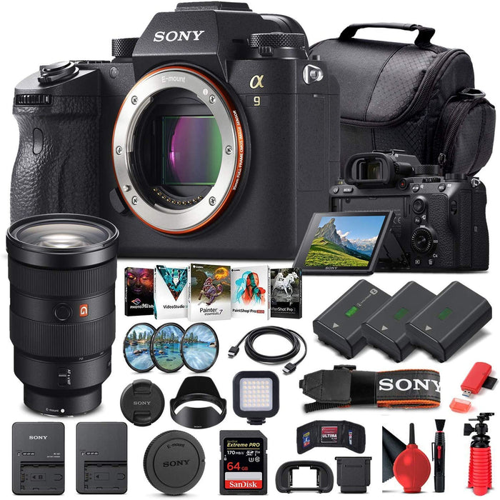 Sony Alpha a9 Mirrorless Digital Camera with Sony FE 24-70mm Lens + 64GB Memory Card + 2 x NP-FZ-100 Battery + Case + Card Reader + More