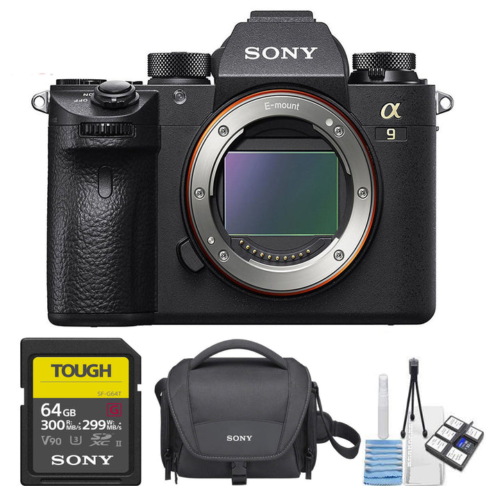 Sony Alpha a9 Mirrorless Digital Camera (Body Only) with Sony Tough 64Gb | Sony Carrying Case &amp; Deluxe Cleaning Kit