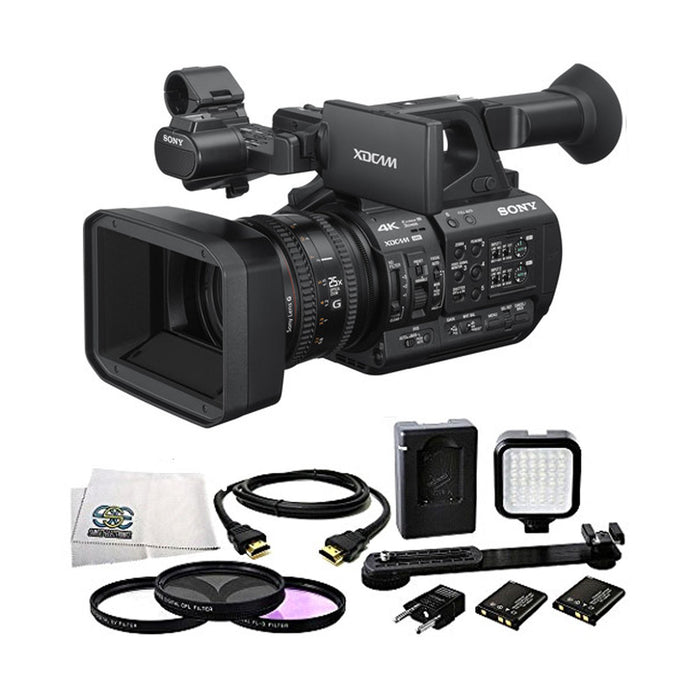 Sony PXW-Z190 4K 3-CMOS 1/3&quot; Sensor XDCAM Camcorder + 3PC Filter Kit + 36 PIN LED Video Light + 6FT HDMI Cable + Microfiber Cleaning Cloth