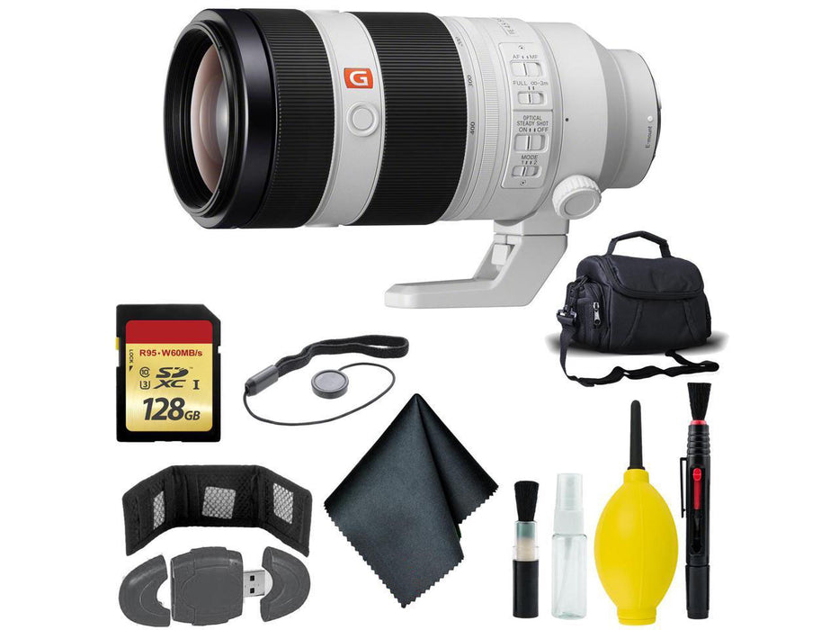 Sony FE 100-400mm f/4.5-5.6 GM OSS Lens - Cleaning Kit - USB Card Reader - Memory Card Wallet - 128GB - Lens Cap Keeper - Carrying Case - NJ Accessory/Buy Direct & Save
