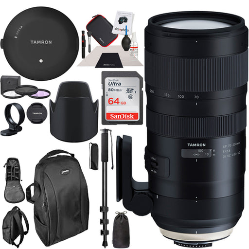 Tamron SP 70-200mm f/2.8 Di VC USD G2 Lens for Nikon F with TAP-In Console + Backpack Bundle