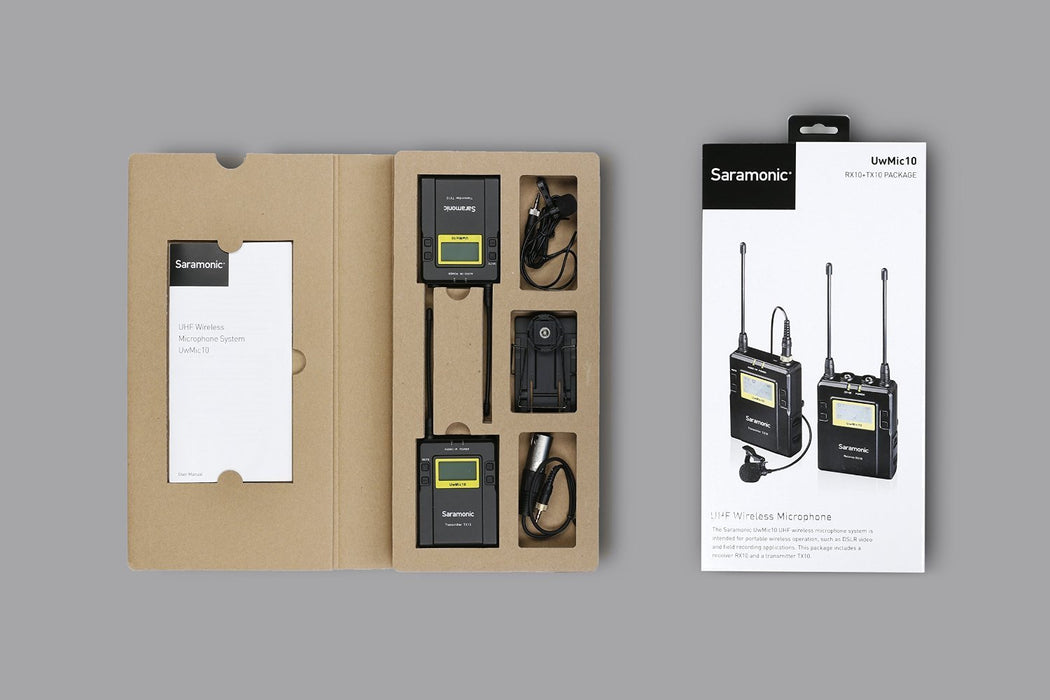 Saramonic TX10 + RX10 96-Channel Digital UHF Wireless Lavalier Microphone System with Bodypack Transmitter, Portable Receiver and 3.5mm/XLR Outputs