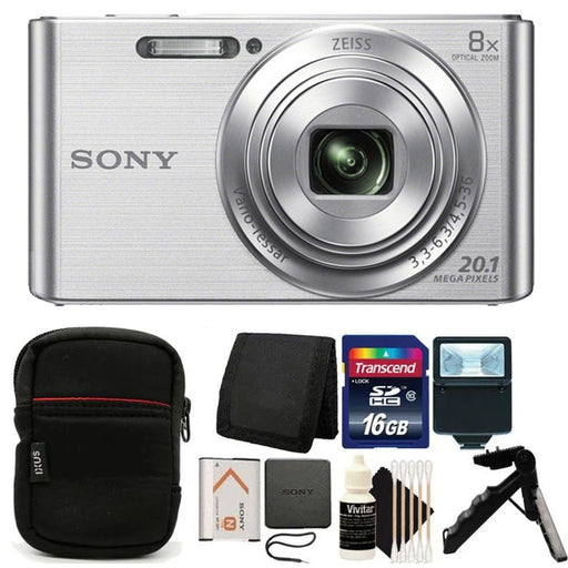 Sony DSC-W830 Digital Camera (Silver) 16GB Starter Package
