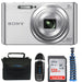Sony DSC-W830 Digital Camera (Silver) with Sandisk 128GB Essential Package