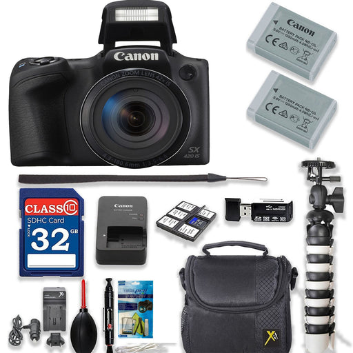 Canon PowerShot SX420 IS Digital Camera (Black) with Sandisk 32GB