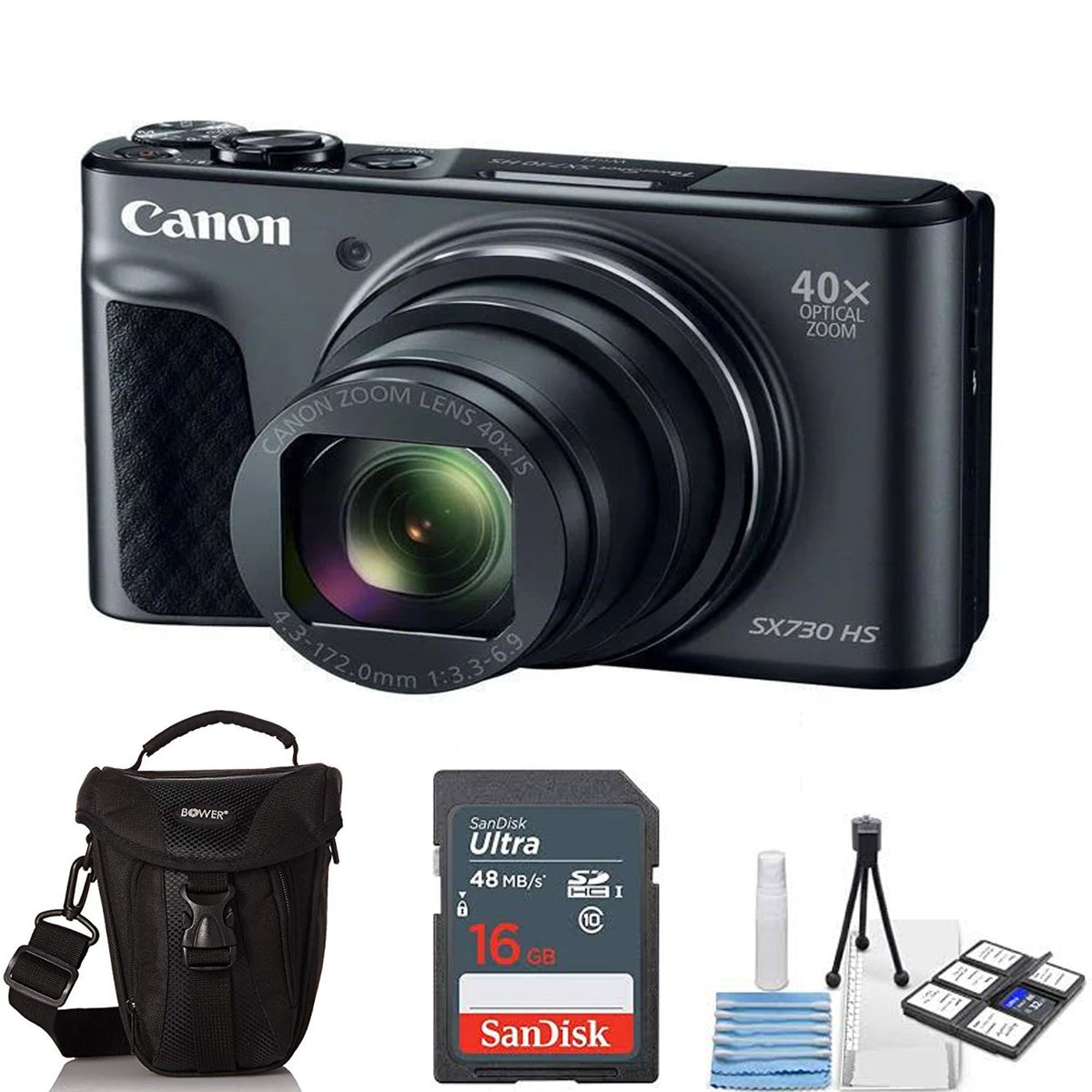 Canon PowerShot SX730 HS Digital Camera (Black) Starter Kit USED
