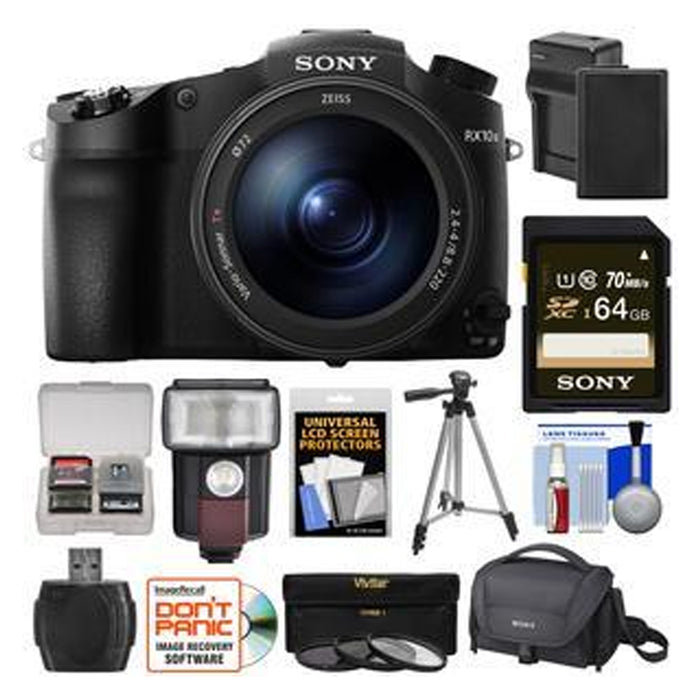 Sony Cyber-Shot DSC-RX10 III 4K Wi-Fi Digital Camera with 64GB Card + Battery &amp; Charger + Case + Tripod + 3 Filters + Flash &amp; LED Light + Kit