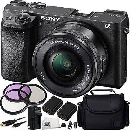 Sony Alpha a6300 Mirrorless Digital Camera with 16-50mm f/3.5-5.6 OSS Zoom Lens W/ Additional Accessories