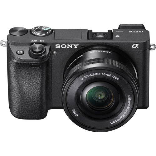 Sony Alpha A6300 Mirrorless Black Camera Kit with 16-50mm and Filter Bundle
