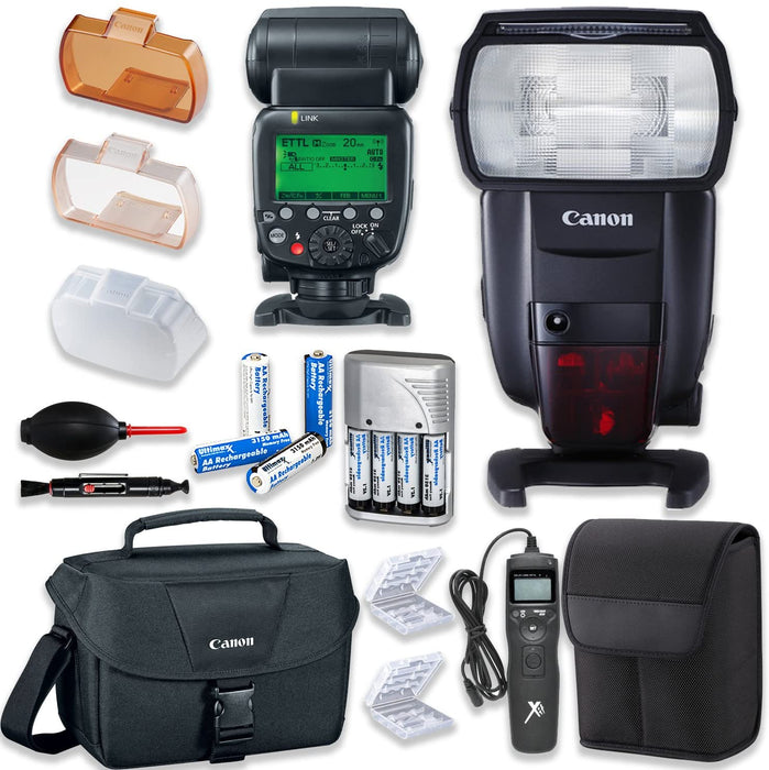 Canon Speedlite 600EX II-RT Flash with Canon Speedlite Case + Canon Shoulder Bag + Universal Timer Remote| 4 High Capacity AA Rechargeable Batteries &amp; Charger| Accessory Bundle