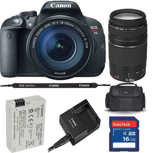 Canon EOS Rebel T5i / 800D, T7i DSLR Camera Kit with EF-S 18-135mm f/3.5-5.6 and EF 75-300mm f/4.0-5.6 III Lenses