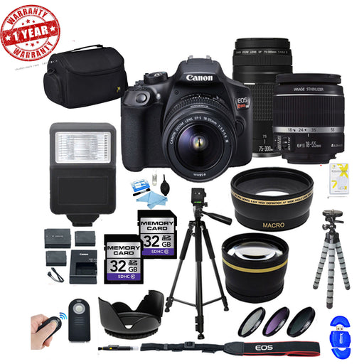 Canon EOS Rebel T6/2000D DSLR Camera with 18-55mm Lens &amp; 75-300mm III Essential Bundle