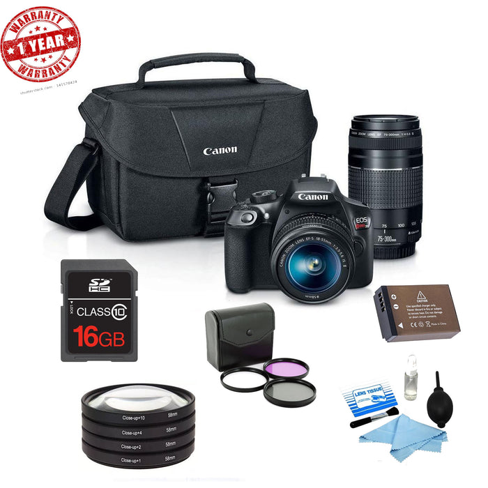 Canon EOS Rebel T6/2000d DSLR Camera with 18-55mm Lens &amp; 75-300mm III Lens | 16GB MC | Spare Battery Bundle