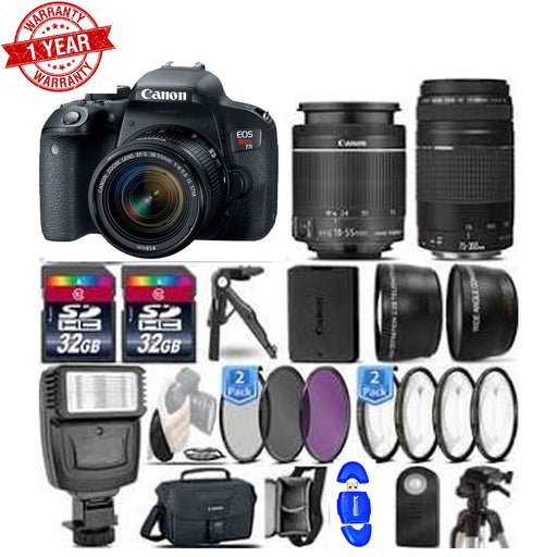 Canon EOS Rebel T7i/800D DSLR Camera with 18-55mm Lens 75-300 III -64GB Kit, Black