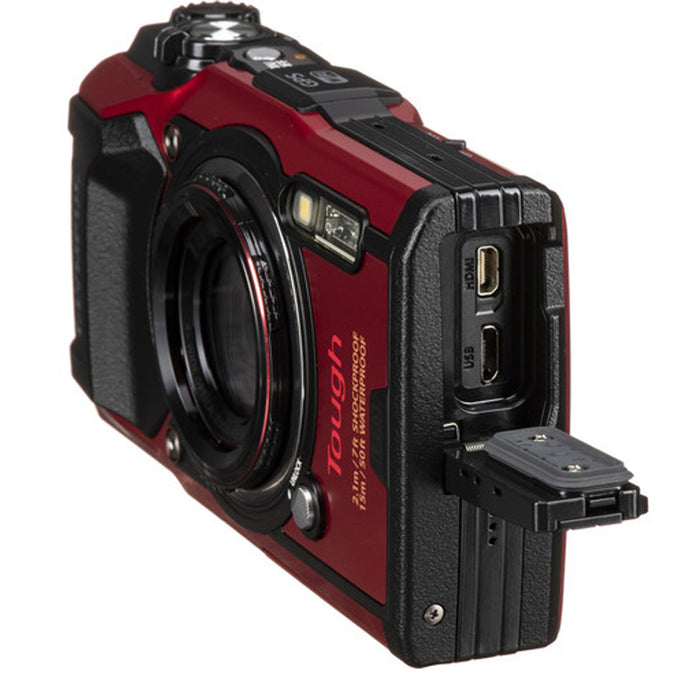 Olympus Tough TG-6 Digital Camera (Red) - With Premium Accessory LED Light Bundle