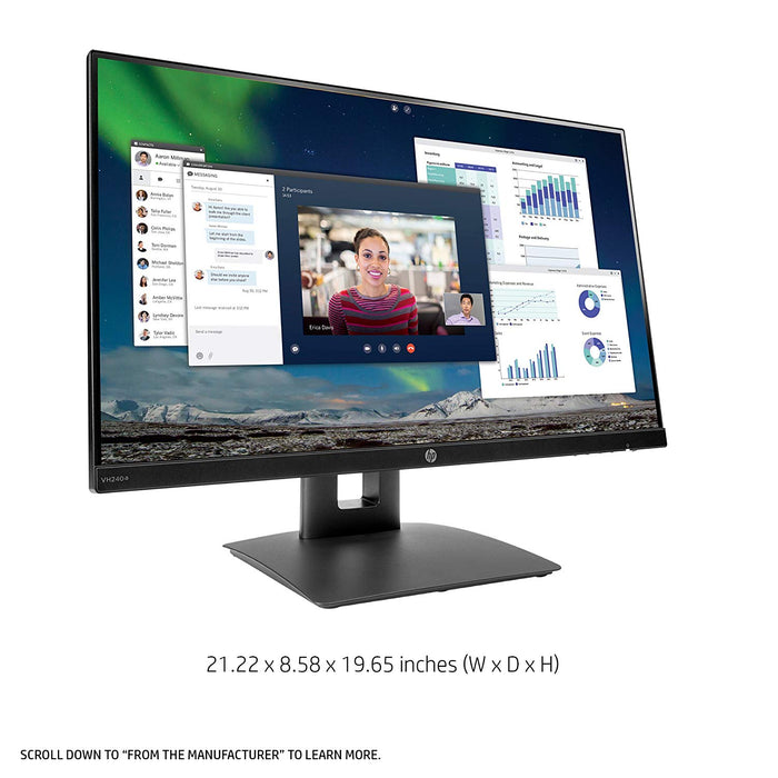HP 23.8-inch FHD IPS Monitor with Tilt/Height Adjustment and Built-in Speakers (VH240a, Black)