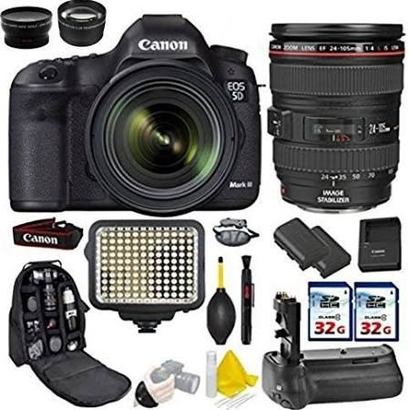 Canon EOS 5D Mark III / IV DSLR Camera Canon 24-105mm f/4L Is USM Lens Kit Includes, 2pcs 32GB Commander Memorycard Battery Grip Extra Battery