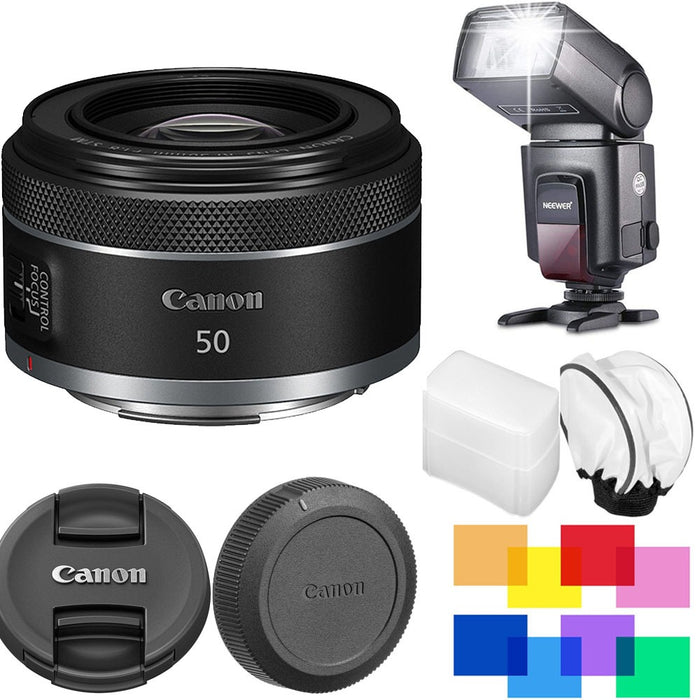 Canon RF 50mm f/1.8 STM Lens with Pro Flash & Pro Flash Gel Kit Package