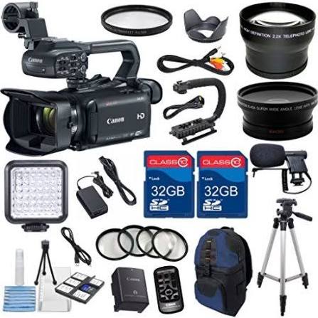 Canon XA30 Professional Camcorder with 2pc 32GB High Speed Memory Cards + Wideangle Lens + Telephoto Lens + LED Light + 4pc Macro Close Up Filters